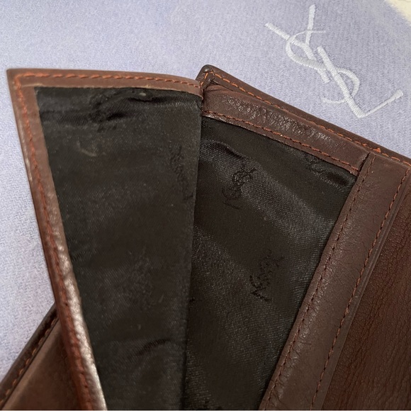 YSL• VTG Leather Pocket Secretary Wallet & Wool/Cashmere Scarf Accessory Bundle - Picture 9 of 10